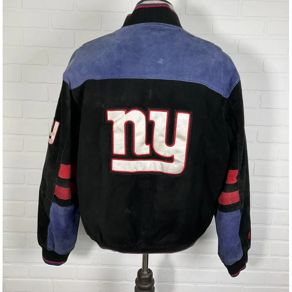 GIII NFL Jacket Men‎ M NEW YORK GIANTS Stitched Logo Varsity Bomber Outerwear